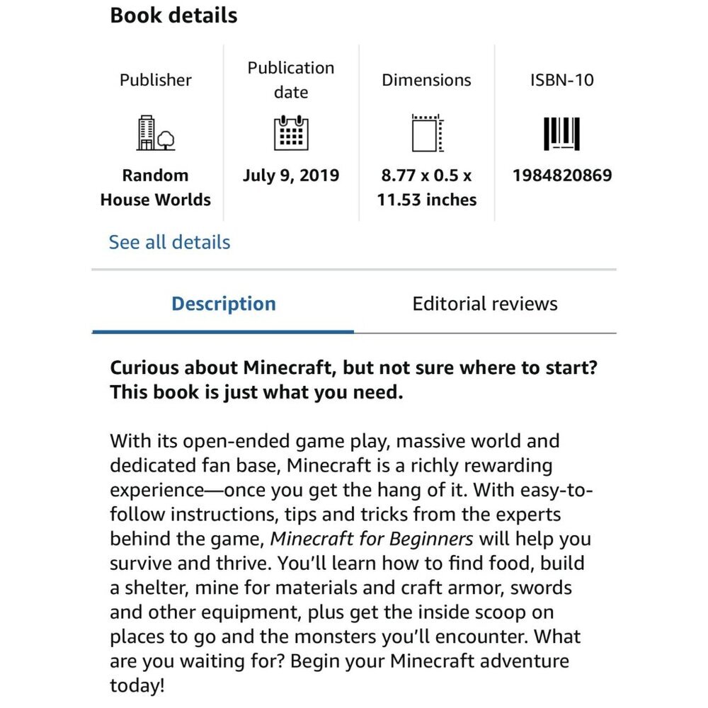 Minecraft For Beginners Hardcover Guide Book Published by Mojang in 2019 - Picture 16 of 16